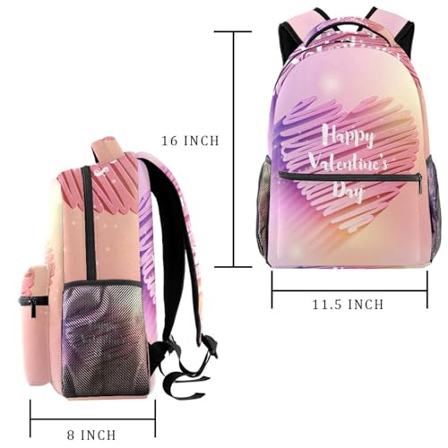 Sac à dos d'école imprimé cœur rose multicolore 29.4x20x40cm - 2