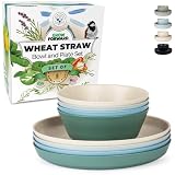 Grow Forward Premium Wheat Straw Dinnerware Sets - 8 Piece Unbreakable Microwave Safe Dishes - Reusa