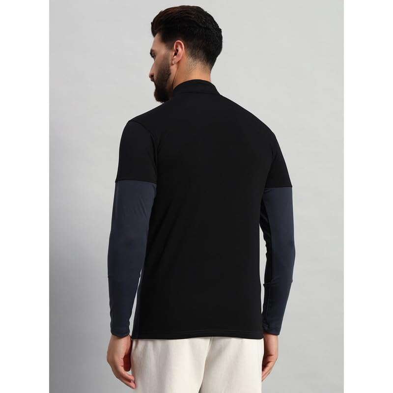 ATICX Polyester Full Sleeve T-Shirt for Men - Compression Dry Fit Stretch Sports Tee, Quick Dry Breathable Gym & Workout Top for Running, Cycling, Football, Swimming, Badminton, Harmony Black Grey, XL - Image 4 thumbnail