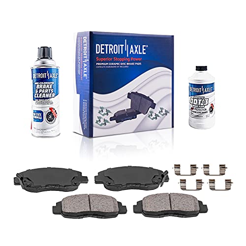 Image of Detroit Axle - Front Brake Kit for 1996-2011 Honda Civic 2010-2014 Insight 1997-2000 EL Disc Brake Calipers w /Brackets Ceramic Brakes Pads Replacement