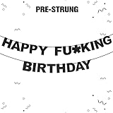 Happy Birthday Black Glitter Banner Funny Fun Cheerful Party Bunting Creative Photo Prop Decoration.