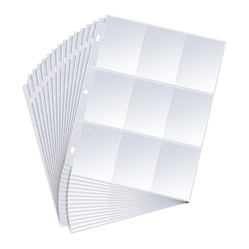 カードファイル 9ポケット トレカ ファイル 両面 カードポケット リフィル 32枚 カードシート 9ポケット 透明 3穴 バインダー スリーブ フォトアルバム ファイル