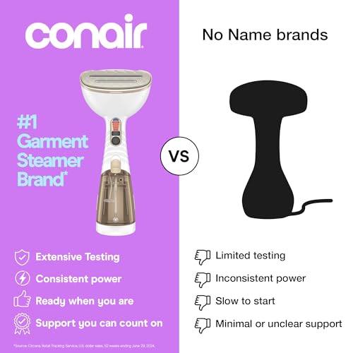 Conair Handheld Garment Steamer for Clothes, Turbo ExtremeSteam 1875W Fabric Steamer, Portable Handheld Design, Strong Penetrating Steam,