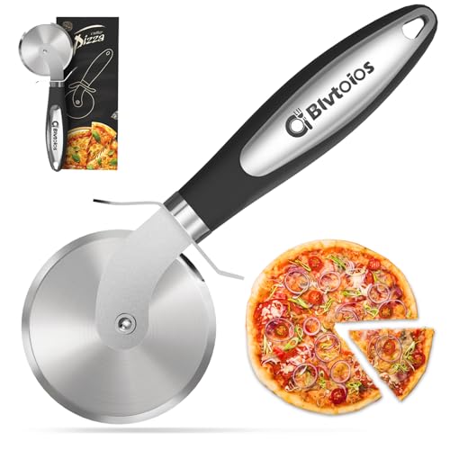 Blvtoios Premium Pizza Cutter, Multi-Purpose Stainless Steel Pizza Cutter Wheel with Non-Slip Soft Touch Handle, Perfect for Cutting Pizza, Dough and Pastry, Dishwasher Safe