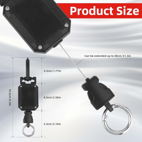 Retractable CB Mic Holder, CB Radio Microphone Hanger with D-Ring & Adjustable Lanyard Durable Snap Clip Mount Mic Retractable Tether for Car Truck Off-Road Vehicle Drivers Accessories