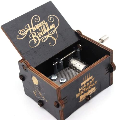 Image of Zesta Wooden Happy Birthday Music Box - Vintage Hand Crank Musical Gift for Men, Women, or Children