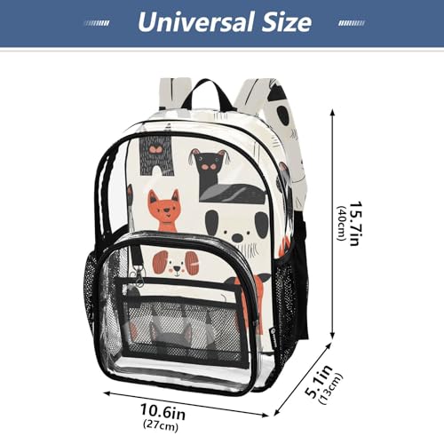 Cartoon Minimalist Dogs Lovely School Backpack Clear Clear Bookbags For Girls See Through Transparent PVC Bags4