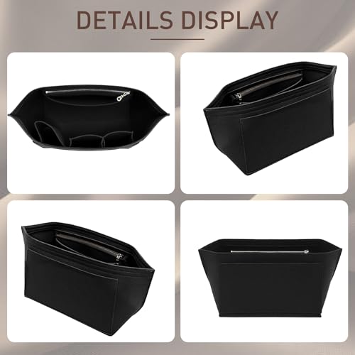 Image of Doxo Purse Organizer Insert for Longchamp Le Pliage Tote, Large Bag Organizer with 8 Compartments, YKK Zipper Pocket Cup Holder, Handbag Shaper for Women, Fits Original /Green /Energy L Tote (Black, WL)