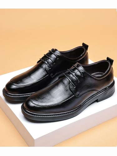 Mens Classic Formal Oxford Lace-up Leather Shoe for Men Business Round Toe Dress Shoes Black2