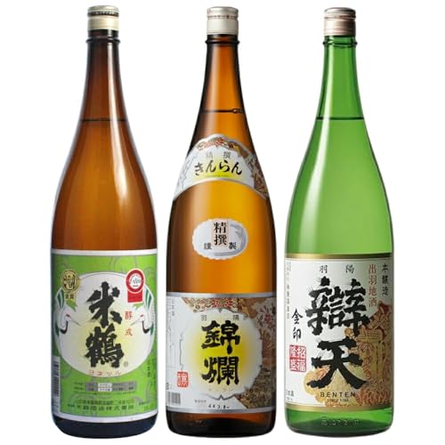 日本酒 地酒三蔵セット 米鶴・錦爛・辯天 各1800ml 合計6本 山形県高畠町産 本醸造 精撰 醇成 飲み比べ 伝統の味わい ふるさと納税 tk06ayt180037