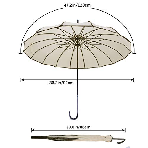 Outgeek Umbrella Retro Pagoda Umbrella Parasol Umbrella Sun Umbrella UV Protection Umbrella Retro with Hook Handle (Cream) - Thumbnail 7