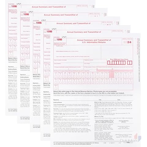 1096 Transmittal 2024 Tax Forms 25 Pack of 1096 Summary Laser Tax Forms Compatible with QuickBooks and Accounting Software Cover