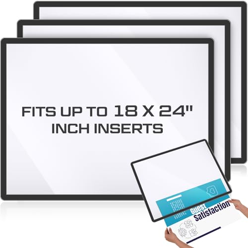 Nuanchu 3 Pcs 18 x 24 Inch Counter Mat Sign Holder with Non-Slip Backing, Clear Poster Pocket Black Signature Pad for Posters, Advertisements, and Menus