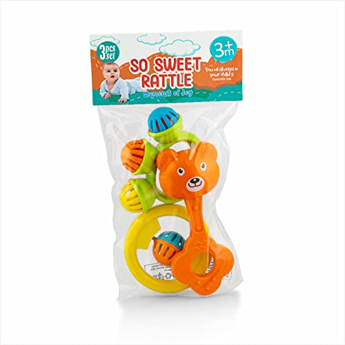 Image of Storio Infant Acrylonitrile Butadiene Styrene (Abs) So Sweet Rattle 3Pcs Packing Non Toxic Bright and Colorful Rattles Baby Boy Girl Toys Set,Multicolor (Pack of 2)