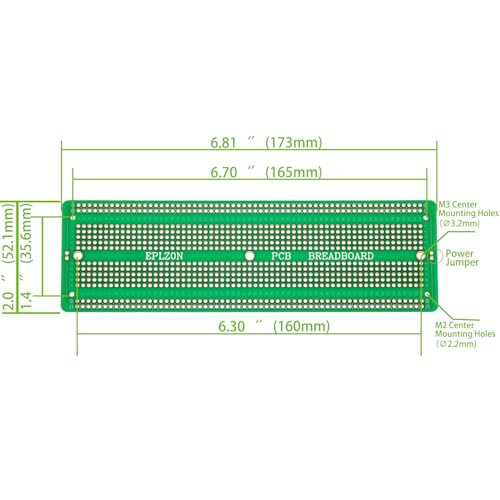 EPLOZN 2PCS 6.8\"x2.05\" & 2PCS 3.5\"x2.05\" Breadboard Kit Solderable Breadboards for Electronics Projects Compatible for DIY Soldering Circuits Projects Prototype Board,Green