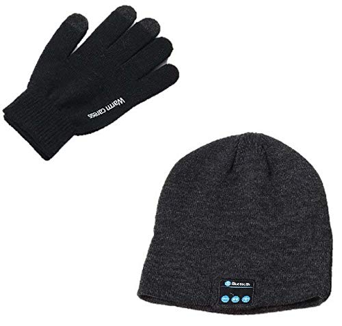 Pack Invierno para Sony Xperia 10 II Smartphone (guantes táctiles + gorro Bluetooth con auriculares integrados) (Negro)