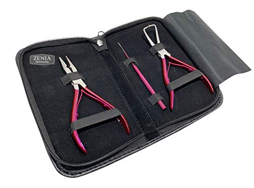 Zenia Pink Micro Ring Hair Extension Beading Tool Kit (3 Piece Set)