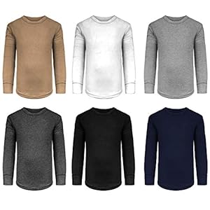 Girls/Boys/Toddler 6 Pack Athletic Performance Long Sleeve Undershirt Tops/Base Layer Cotton Stretch Shirts (6 Pack- Black/Khaki/White/Grey/Navy/Charcoal, 2-3T)