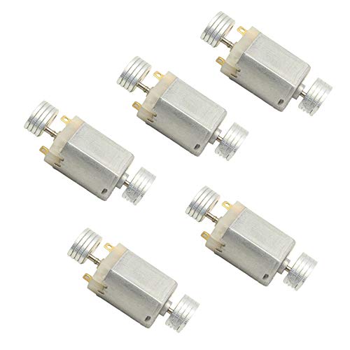 BestTong DC 3V-6V 8000RPM Brushed Vibration Motor DOUBLE-HEAD High Torque Electric Vibrating Motors with 2 Iron Rotating Mass Pack of 5