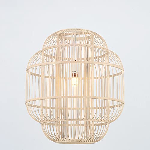 Lustre à LED en bambou tissé main, luminaire industriel d'exception