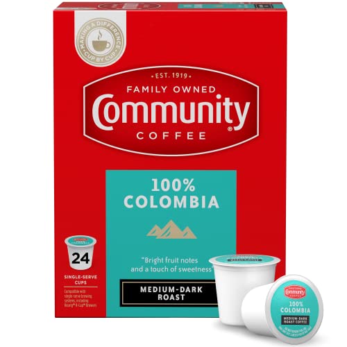 Image of Community Coffee 100% Colombia 24 Count Coffee Pods, Medium Dark Roast, Compatible with Keurig 2.0 K-Cup Brewers 24 Count (Pack of 1)