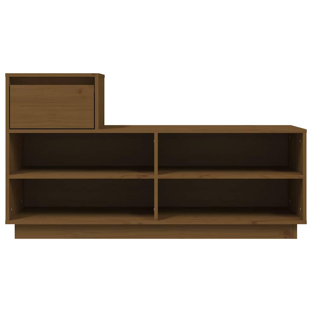 Scarpiera in Legno Di Pino Massiccio, 110x34x61 cm, con Cassetto E 4