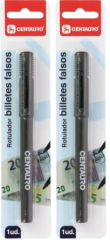 Centauro - Rotulador Detector Billetes Falsos, Verificación Inmediata Solo 2 Segundos, Tinta Especial de Alta Precisión (Paquete de 2)