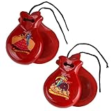 Home Universal® Castañuelas Flamencas Rojas con Lunares, Castañuelas Españolas para Baile de Flamenco,Sonido Tradicional, Fiestas de Sevilla (Dibujo Típico Español · Rojo, 6.2X4.5CM)