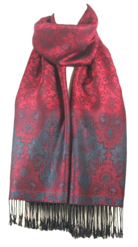 Écharpe style pashmina femme avec imprimé jamawar et glands pour sublimer vos tenues