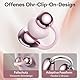Clip On Schmuck Kopfhörer Open Ear Kopfhörer Kabellos Bluetooth 5.4 mit Intelligentem Touchscreen 4.1g Leichtgewicht Kopfhörer Sport, 60 Std Wireless Earbuds, M100 Schmetterling-Ohrring Rosa