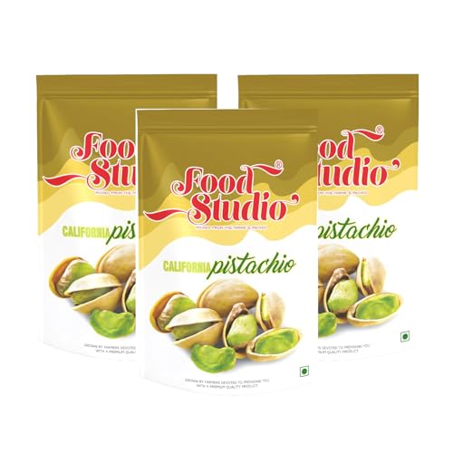 Image of FOOD STUDIO Premium California Roasted & Salted Pistachios Yellow Pouch Pack of 3 x 250 gm | Pista Dry Fruit | Tasty & Healthy | High in Protein & Dietary Fiber | Gluten Free & Low Calorie Nuts