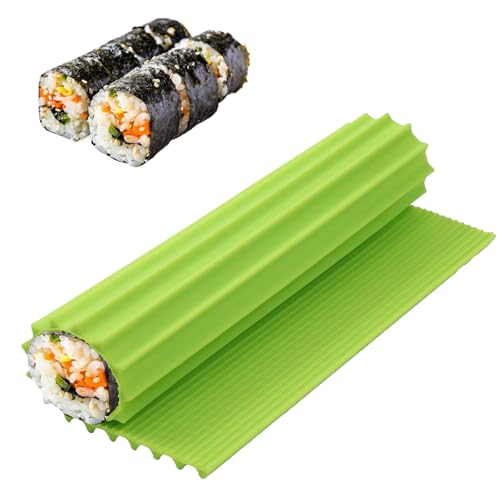 Apausvcm Tapete para enrollar sushi, 8.5 x 7.8 pulgadas, rodillo de sushi de silicona, reutilizable, kit de fabricación de sushi antiadherente para principiantes DIY