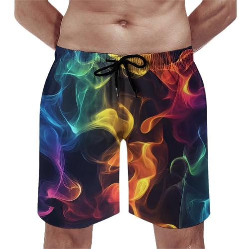 Fantasy Rainbow Smokes Mens Swim Trunks Quick Dry Beach Swimming Shorts with Mesh Lining and Pockets