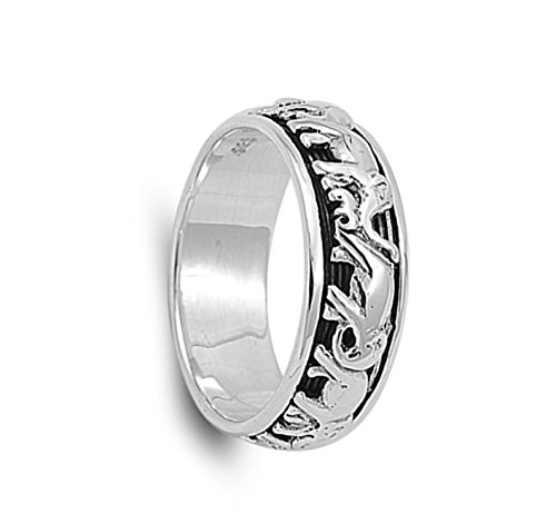 Elephant Spinner Eternity Wedding Ring New .925 Sterling Silver Band Sizes 4-143