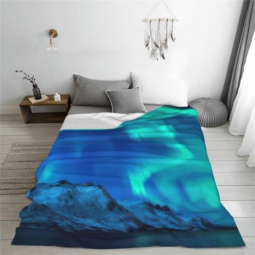 Yyoretp Manta de franela de microforro polar ultra suave con estampado de luces boreales para cama, sofá, sala de estar, viajes, para todas las estaciones