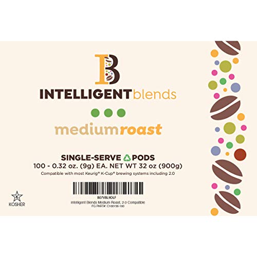 Intelligent Blends Medium Dark Roast Coffee Pods, 100Ct. Solar Energy Produced Recyclable Single Serve Medium Dark Roast Coffee Pods - 100% Arabica Coffee California Roasted, Kcup Compatible #TOP3