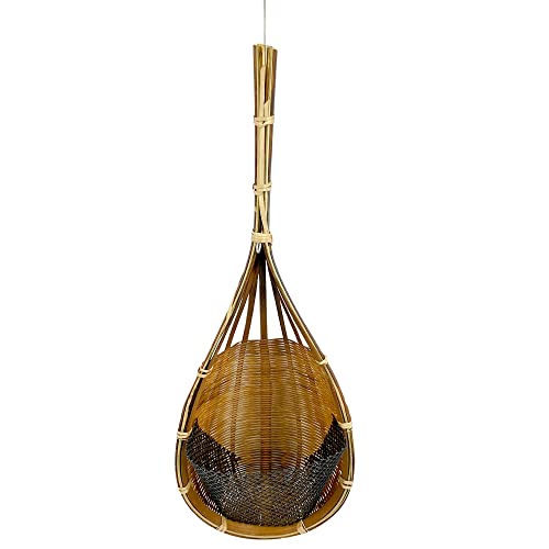 Panwa Handmade 100% Thai Bamboo Woven ~6 Inch Super Sanctuary Hanging Orchid Basket Set Of 2 Multi-Purpose Bird Nest Style Plant Hangers For Gazebo Indoor/Outdoor Flower Planter Natural Brown #TOP2