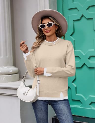 Zeagoo Womens Sweaters Crewneck Long Sleeve Pullover Tops Apricot - image 3