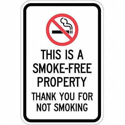 SmartSign - T1-1079-HI_12x18 This Is A Smoke-Free Property, Thank You For Not Smoking Sign By | 12" x 18" 3M High Intensity Grade Reflective Aluminum Black/Red on White