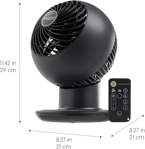 Image of IRIS USA WOOZOO Air Circulator Fan with Remote, Oscillation, 5 Speeds, 82ft Max Air Distance, 90 Adjustable Tilt, 30db Quiet Motor, Small Fan for Bedroom, Office, Dorm, Black