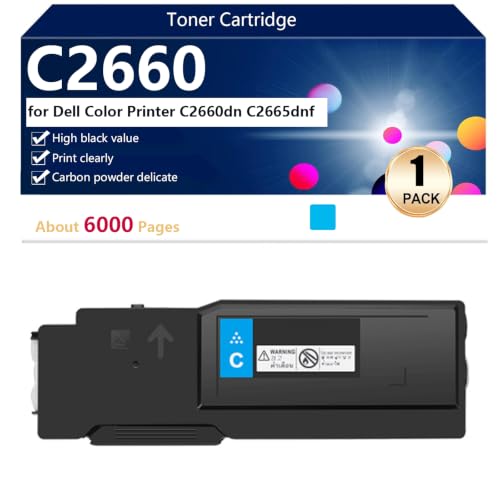 Toner C2660 cyan haute capacité impression nette documents Dell Color C2660dn 6000 pages