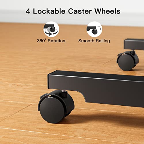 Ergear Laptop Mobile Standing Desk, Height Adjustable Laptop Desk With Wheels, Pneumatic Mobile Desk With Hook And Cup Holder, Rolling Desk For Home Office Workstation For Standing Or Sitting, Black #TOP5