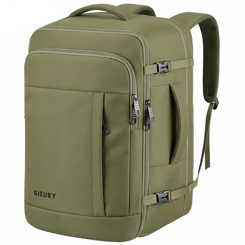 Image of Gieury Travel Backpack, Extra Large 50L Expandable Backpack for Men Women, Carry On Backpack For Airplanes, Travel Essentials Luggage Suitcase Daypack Travel Gift Weekender Bag, Army Green