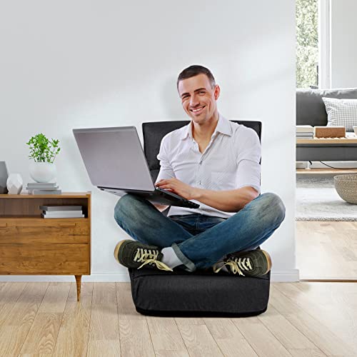 Costway Folding Floor Lounge Chair, Floor Gaming Chair With 5-Position Adjustable Head & 4-Position Adjustable Backrest, Indoor Lazy Sofa Recliner For Bedroom, Living Room (Black) #TOP1