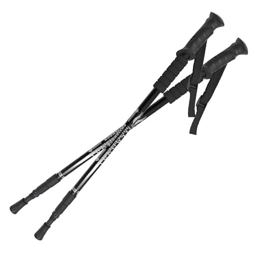 MERMONT トレッキングポール キャンプ 64cm〜130cm 2本セット 伸縮 軽量アルミ製 I型 握りやすい グリップ付き アンチショック機能付き カバー付き 山登り 登山 アウトドア 足腰補助 トレーニング(ブラック)
