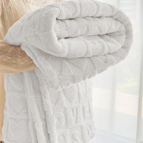 Herz Flauschig Kuscheldecke – Dicke Und Warme Sofadecke Vielseitig Blanket, Weiche Korddecke, Couchdecke Überwurfdecke Decken, Gemütlicher Wohndecke für Sofa Couch Bett (Beige, 150 x 200cm)