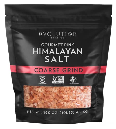 Evolution Salt Himalayan Gourmet Pink Salt, 100% Pure And Raw With 84 Trace Elements And Minerals. All Natural, Healthy, Kosher, And Non-Gmo, 10Lb, Coarse Grind #TOP18