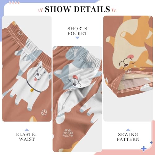 Boys' Pants Funny Dog Brown Long Bottoms Jogger Pants Elastic Waist Trousers with Pockets S-XL4