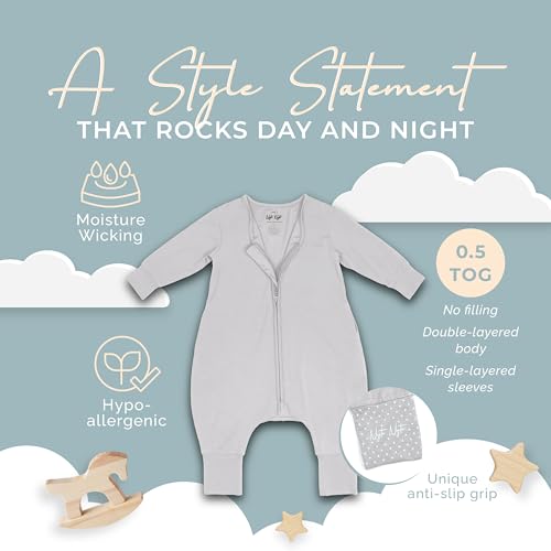 Image of Nyte Nyte Baby- 0.5 TOG SnuggleSack Sleep Sack Rumper W Sleeves, Adjustable Feet Cuffs & Anti-Slip Grip