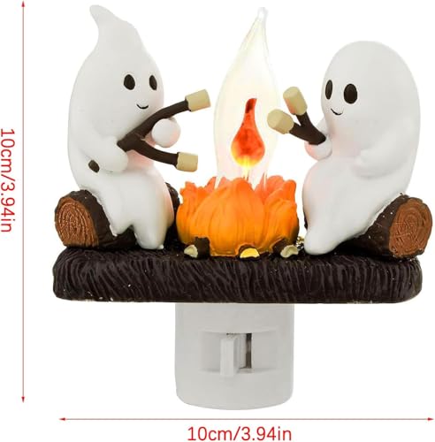 Image of Ghost Campfire Night Light，2024 Ghost Campfire Flickering Nightlight, 3D LED Small Faux Campfire Night Light, Funny Halloween Nightlight Indoor Decorations